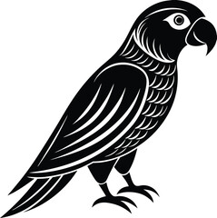 Minimalist Black & White Parrot Silhouette – Vector-Style Graphic Art