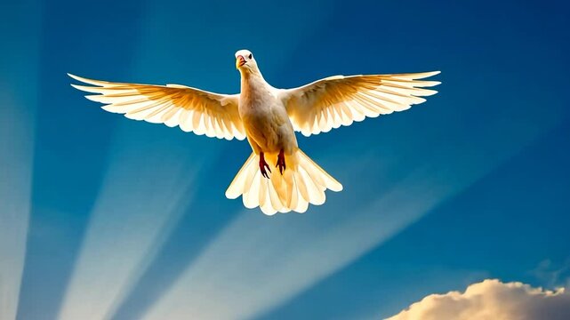 piegon dove peace heaven flying in the air symbolic video concept