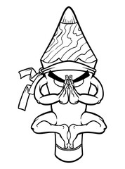 Zen pencil: A meditative pencil, embodying serenity and focus, sits in a lotus position, exuding an aura of peace and mindfulness. The pencil's form is a unique blend of art and tranquility.