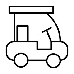 Golf Cart Vector Line Icon Design