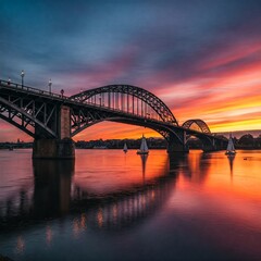 Naklejka premium bridge at sunset