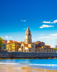 Beautiful view of the city of Gijon in Asturias, Spain