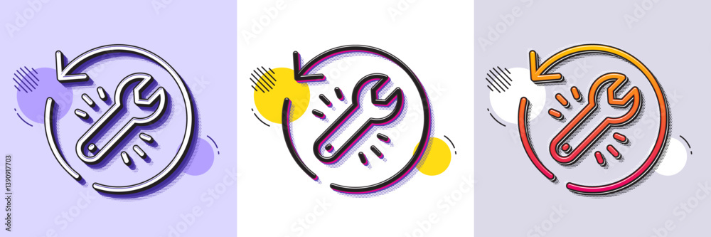 Poster recovery tool line icon. halftone dotted pattern. gradient icon with grain shadow. backup data sign.