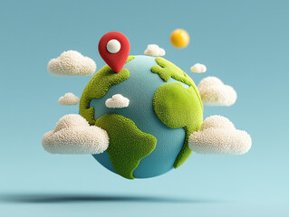 Location Pin on 3D Earth Globe