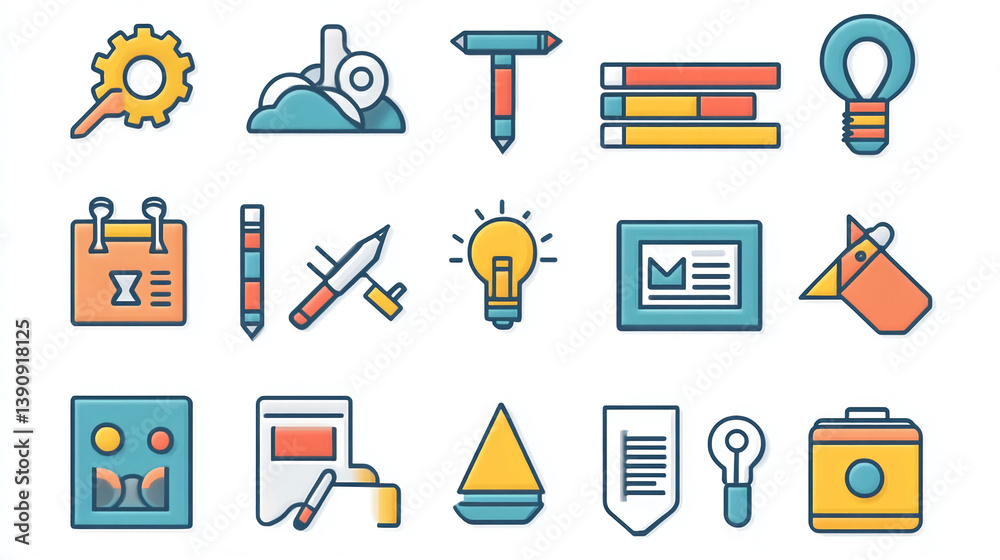 Poster creative design graphic elements vector icons set for web development and ui design project resource
