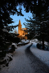 dunfermline abbey covered by the snow
