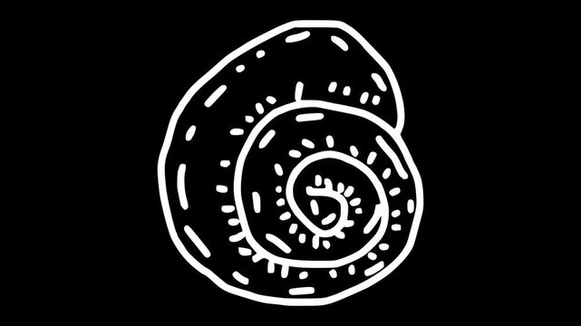 White wiggly hand drawn seashell icons on alpha 2