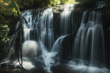 Long exposure photo of a waterfall in the forest