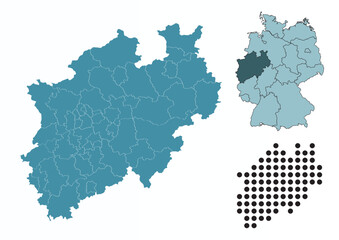 Fototapeta premium Set maps of North Rhine-Westphalia province