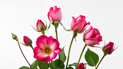 Obraz premium Elegant Pink Roses Against a White Background