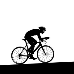 Fototapeta premium Cyclist Silhouette Riding Road Bike on White Background Sporting Event
