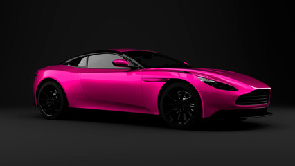 Pink supercar on grey background
