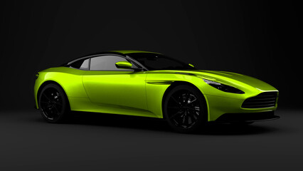 Green supercar on grey background