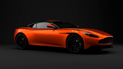 Orange supercar on grey background