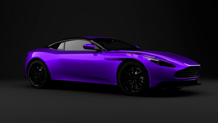 Violet supercar on grey background
