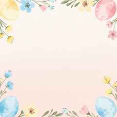 Obraz premium easter theme background with cute easter eggs bunny in pastel colors with watercolor effect