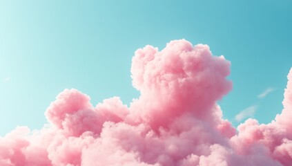 Pink fluffy clouds against a pastel sky
