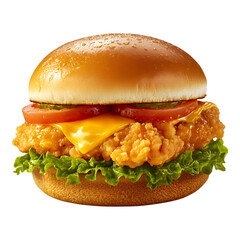 Chicken Burger on a Transparent Background Isolated Isolated on Transparent Background