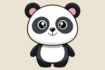 Cute baby panda cartoon illustration with bamboo in a fun and playful design. © Abu hamed shah