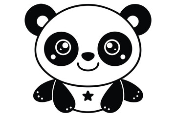 Cute baby panda cartoon illustration with bamboo in a fun and playful design.