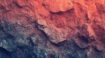 A textured red-orange grunge background with stone and mountain details, symbolizing strength, energy, and the power of nature. Reflects modern lava-inspired color trends in design.

