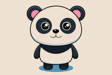 Cute baby panda cartoon illustration with bamboo in a fun and playful design.