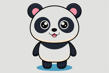 Cute baby panda cartoon illustration with bamboo in a fun and playful design.