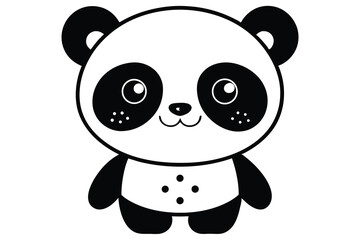 Cute baby panda cartoon illustration with bamboo in a fun and playful design.