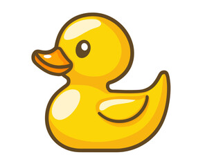 Modern art features a cute yellow rubber duck in minimal flat design