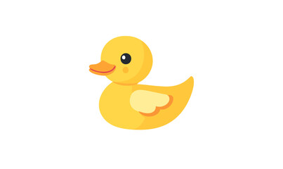 Fototapeta premium Modern illustration of a cute yellow rubber duck created with simple shapes and colors in a flat design style