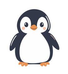 Obraz premium A charming penguin character with a happy face is depicted in a contemporary flat art style, suitable for kids' illustrations and educational resources