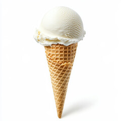 A delicious scoop of creamy ice cream atop a crispy waffle cone, perfect for a summer treat.