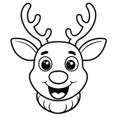 Cute cartoon reindeer  vector illustration of a white baby reindeer, a mammal like a deer, coloring page  art for reindeer holiday fun