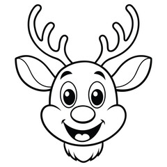 Cute cartoon reindeer  vector illustration of a white baby reindeer, a mammal like a deer, coloring page  art for reindeer holiday fun