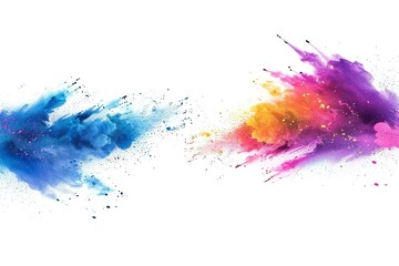 Colorful powder explosion isolated on a white background, with a vibrant and bright color palette,