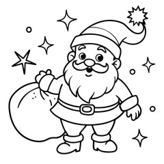 Cute Santa Claus Carrying Gift Bag – Christmas Coloring Page Art