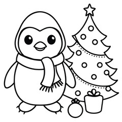 Cute cartoon vector snowman with a broom and champagne celebrates the winter holiday on a snowy white background