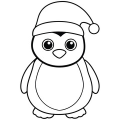Penguin cartoon animal vector illustration of a cute baby penguin character with a big smile coloring page