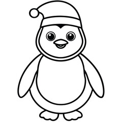 Penguin cartoon animal vector illustration of a cute baby penguin character with a big smile coloring page
