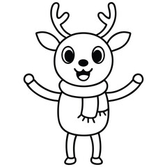 reindeer cartoon giraffe, a cute mammal illustration like a happy reindeer character,  a holiday fun coloring page