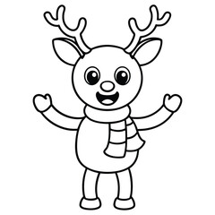 reindeer cartoon giraffe, a cute mammal illustration like a happy reindeer character,  a holiday fun coloring page