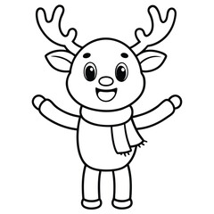 reindeer cartoon giraffe, a cute mammal illustration like a happy reindeer character,  a holiday fun coloring page