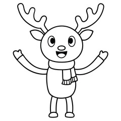 reindeer cartoon giraffe, a cute mammal illustration like a happy reindeer character,  a holiday fun coloring page