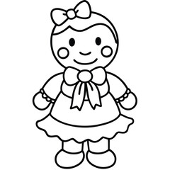 Christmas baby angel doll with wings holds a heart, a beautiful holiday decoration coloring page
