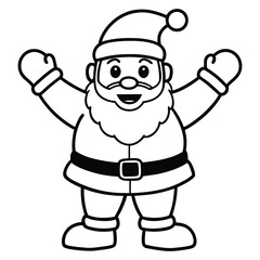 Cartoon Santa Claus character with a hat for xmas holiday celebration coloring page