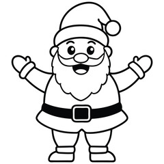 Fototapeta premium Cartoon Santa Claus character with a hat for xmas holiday celebration coloring page