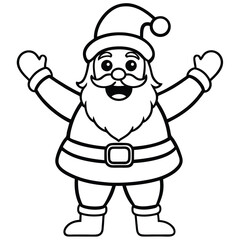 Cartoon Santa Claus character with a hat for xmas holiday celebration coloring page