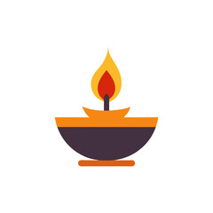 vector illustration of a burning candle in a pot
