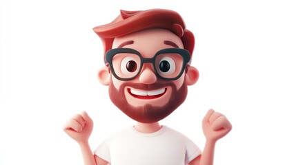 Obraz premium Cartoon Man Happy Expression Studio