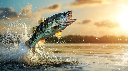 Fototapeta premium Freshwater fish aerial acrobatics captured images